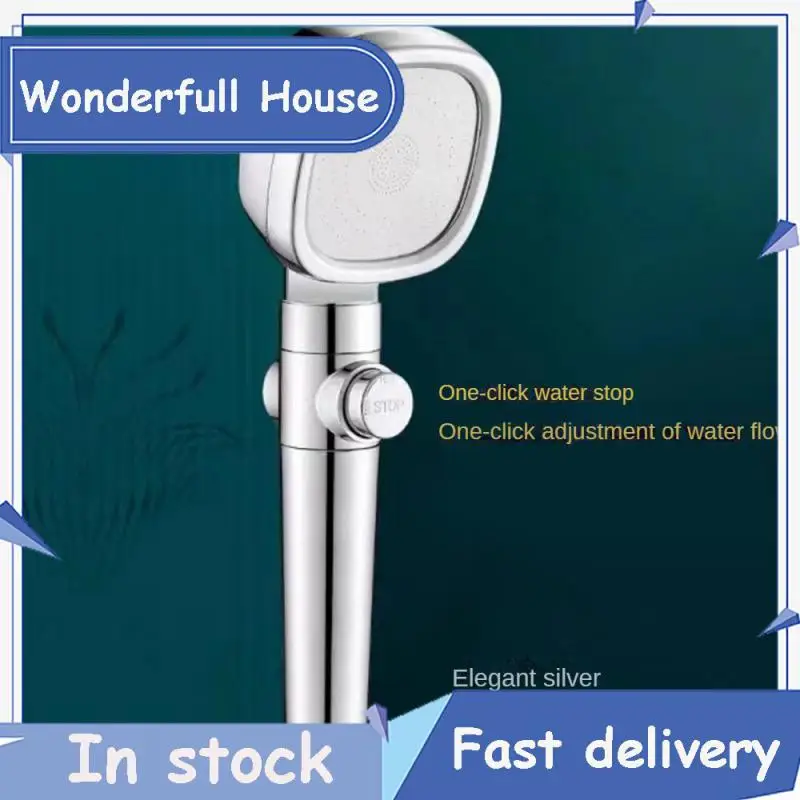 

Square Show Stopcock Strong Water Shower Faucet One-key Water Stop Spray Shower Head Shower Multi-gear Adjustment Filter Nozzle