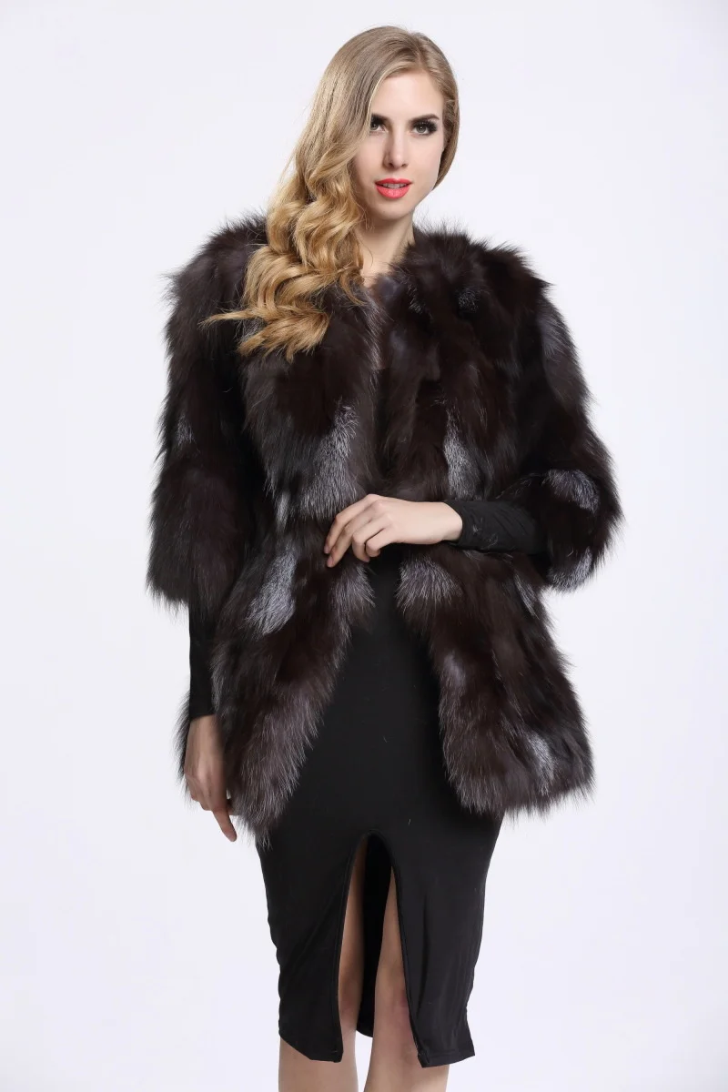 genuine real natural New fox fur coat women fashion three-quarter sleeve warm winter waistcoats custom any size