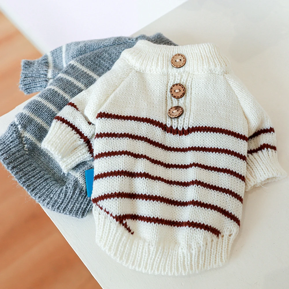 

Pet Dog Sweater Knitwear Autumn Turtleneck Pet Clothes Dog Winter Small Cat Striped Pullover Dog Sweaters Dog Warm Clothing