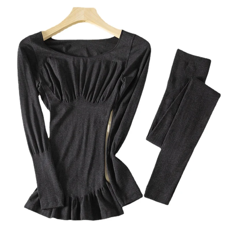 

2 Pieces Women Sexy Thermo Lingerie Women Female Winter Clothes Slim Second Skin Suit