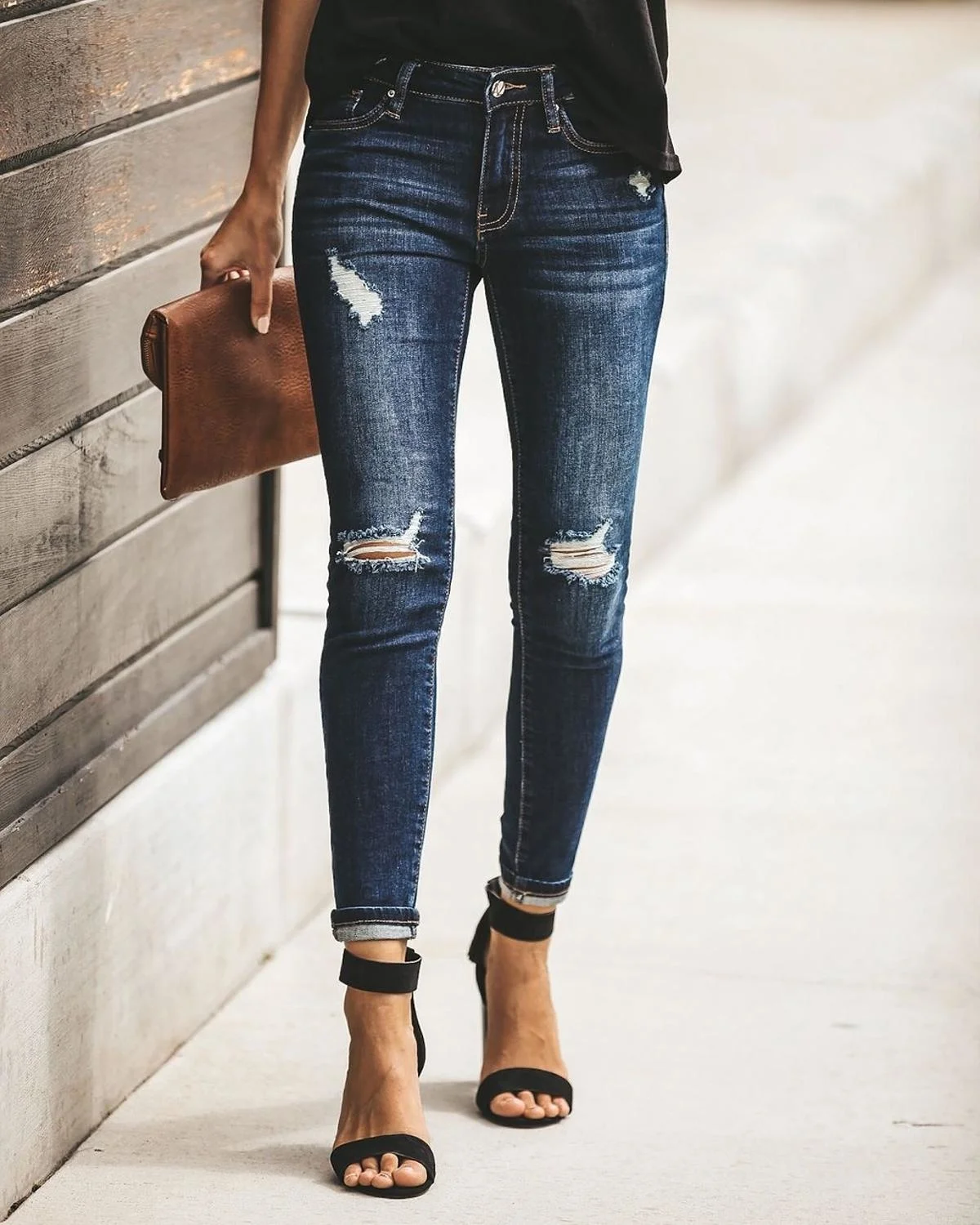 

Популярные джинсы, лидер продаж 2023, женские рваные джинсы, модные трендовые Стрейчевые обтягивающие джинсы, уличные повседневные брюки-карандаш, стандартные прямые поставки