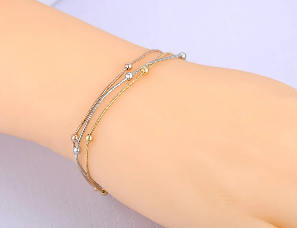 Женский браслет-цепочка Lokaer трехслойный браслет из титановой нержавеющей стали