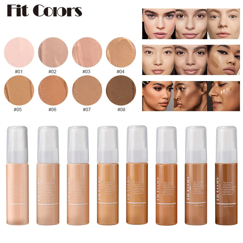 

8 Colours Foundation Matte Easy to Apply Dimensional Concealer Foundation Cover Dark Circles Balanced Skin Tone 30ML