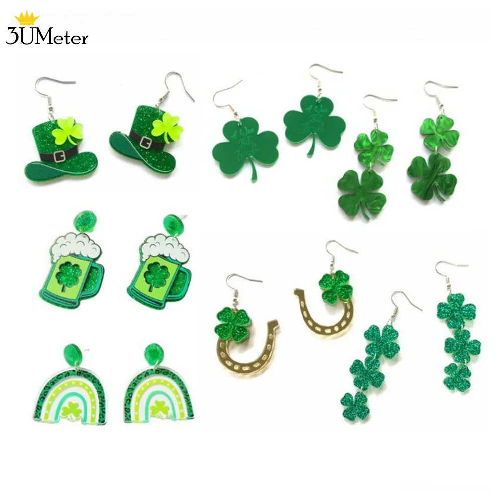 

St. Patrick’s Day Stud Earrings Women Drop Earring Dangle Earrings Acrylic Material Perfect Jewelry Gift for Girl Free Shipping