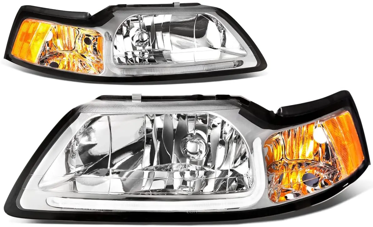 

2pcs Motoring HL-LB-FM99-BK-AM Black Housing Clear Lens Amber Corner LED Headlight [For 99-04 Ford Mustang]