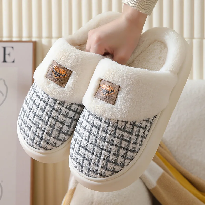

2024 хлопок, пушистые тапочки для женщин, без каблука, пушистые удобные женские домашние тапочки для мужчин, Осень-зима, модная верхняя одежда, сланцы
