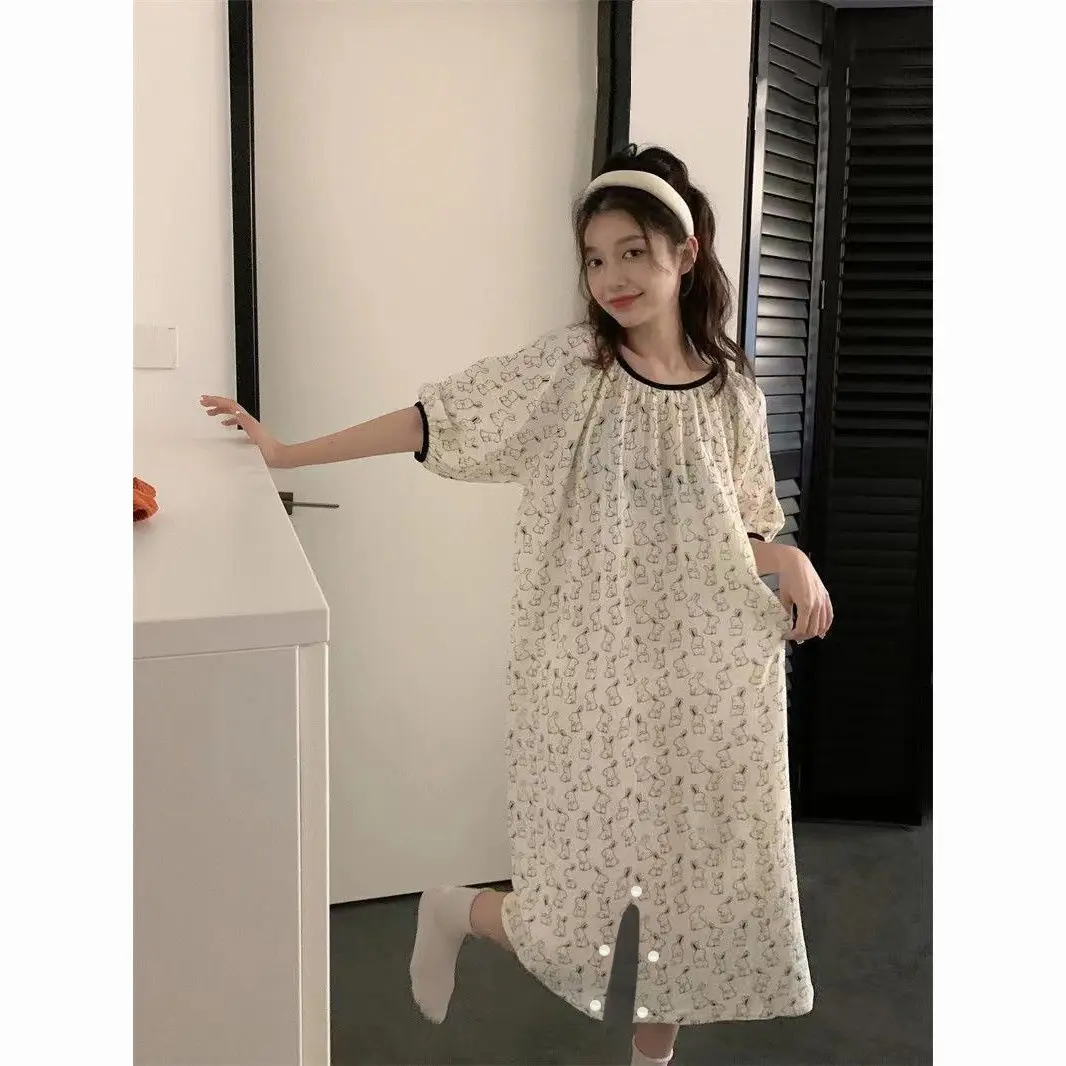 

Onesie Sleepwear Women's Pajamas Home Clothes Cartoon Cute Shower Robe Womens Clothing Pants Pjamas Nightgowns Cotton Nightie