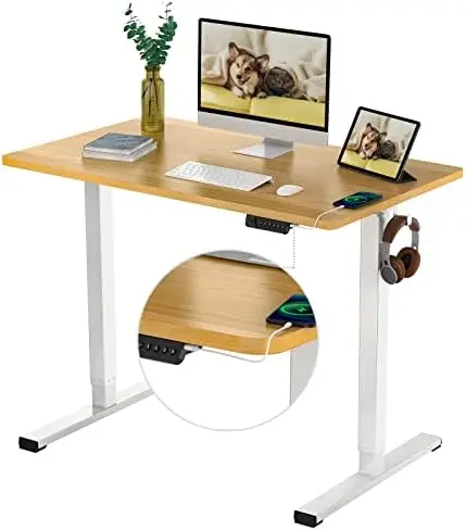 

Desk Quick Assembly Adjustable with 48 x 24 Inches Whole-Piece Desktop Ergonomic Memory Controller Stand Up Desk(White Frame +