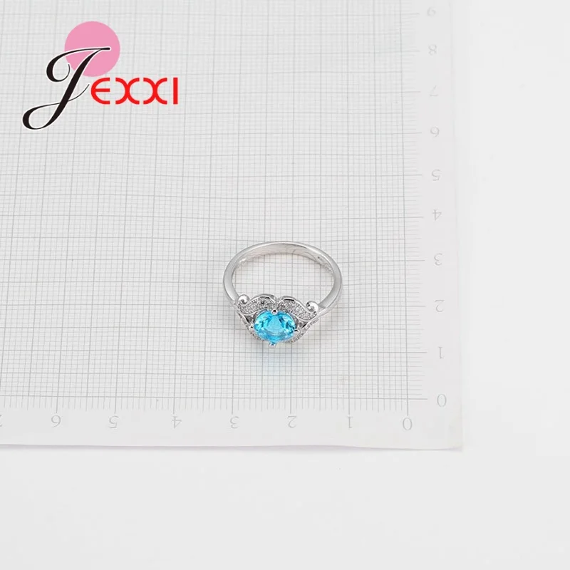 Стиль принцессы круглый кубический цирконий серебряный цвет цветное кольцо