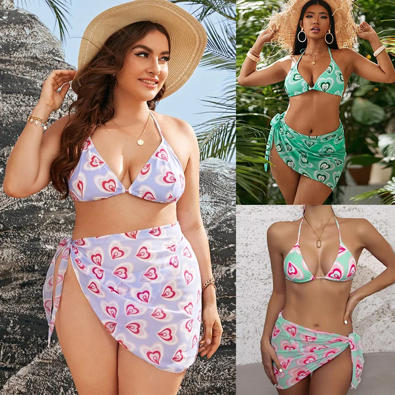 

Women Sexy Bikini 3 Pices Set Women's Printed 3 Pieces High Waist Bikini Maxi Swimsuit Cover up
