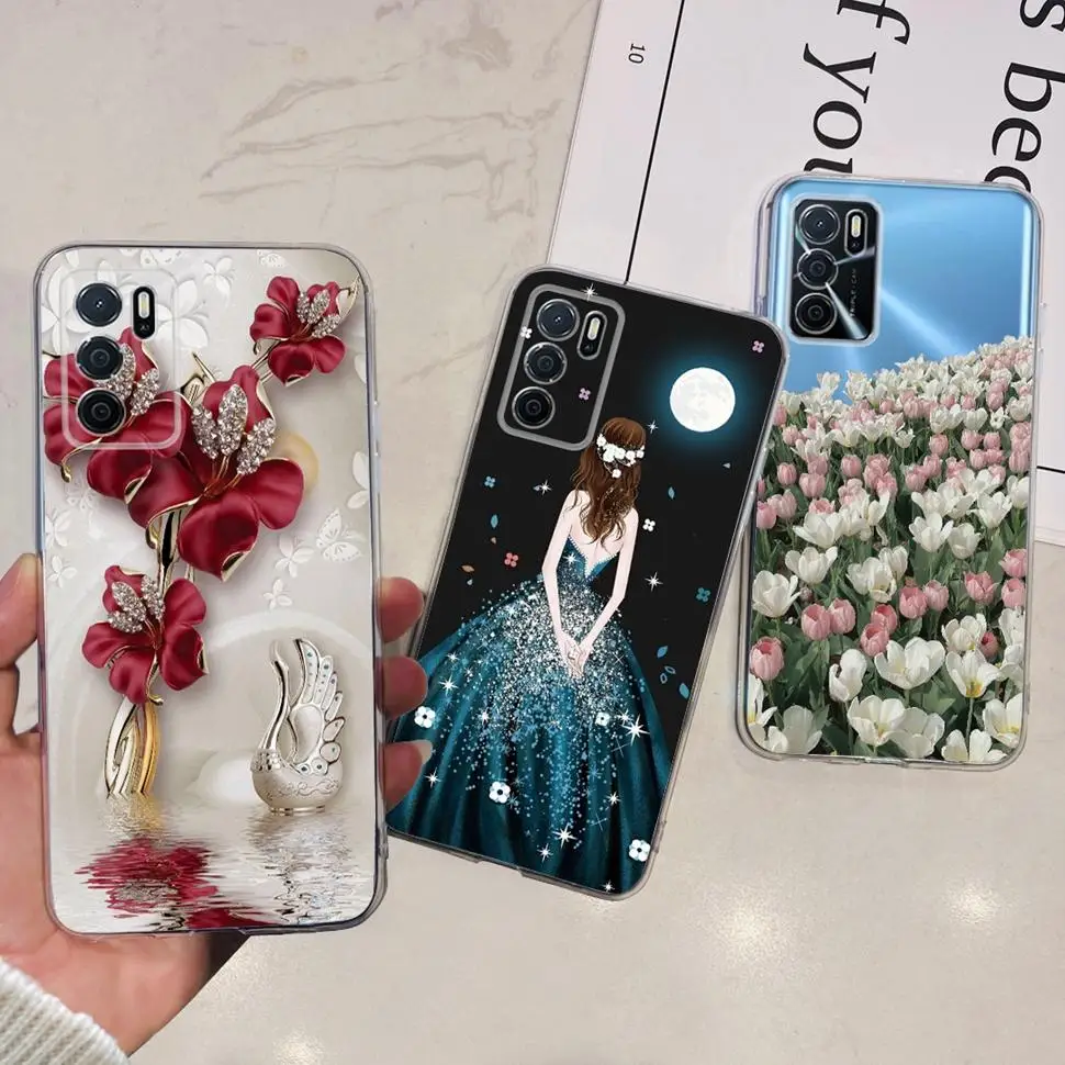 Для Oppo A16 4G Чехол CPH2269 Симпатичный окрашенный чехол Силиконовый мягкий из ТПУ для