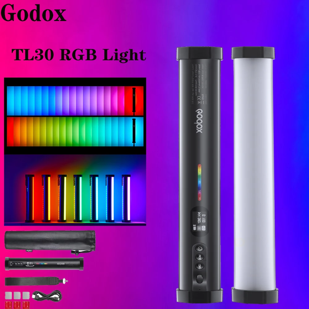 

GODOX TL30 TL30-K4 LED RGB soft light Tube Portable Handheld Lighting Stick Mobile APP control For photography video vlogsPhotos