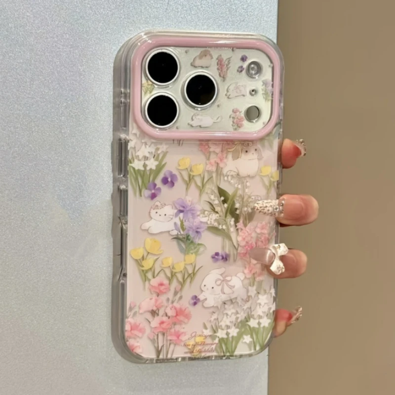 Фото Милый чехол для телефона с цветочным узором и защитой от ударов для iPhone 17 Pro Max 16 15 Pro 14 13 12 11 Pro Max, стильная противоударная задняя крышка №2