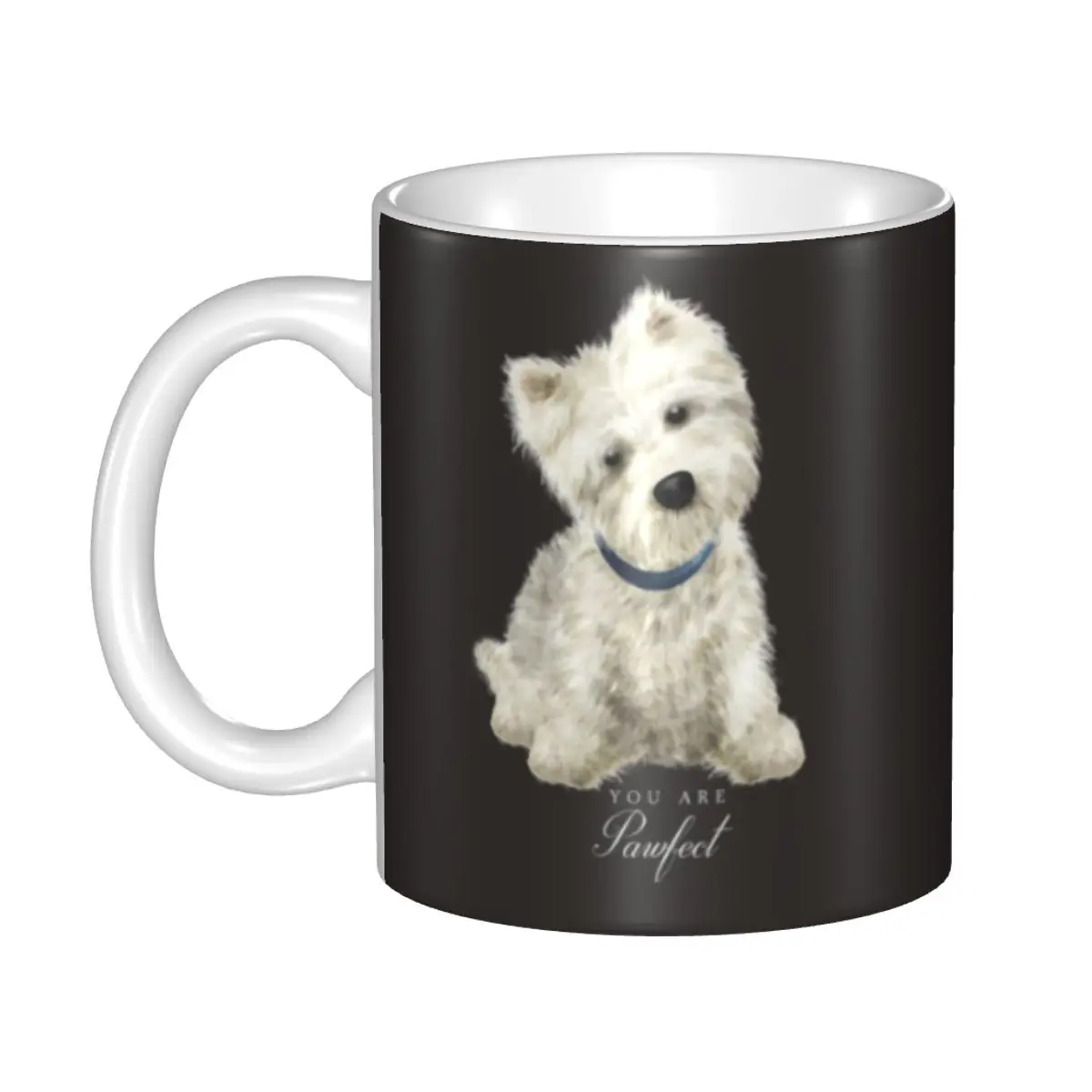 

Симпатичная керамическая кружка «сделай сам» с изображением белого терьера, персонализированная кофейная чашка с изображением щенка Westie, ...