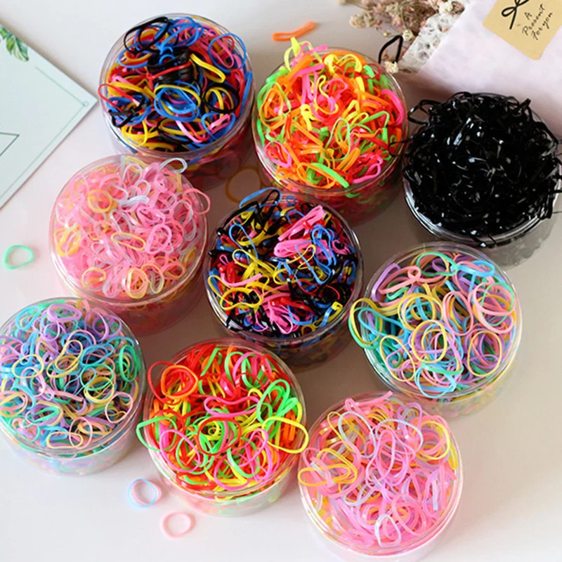 

1000pcs Little Girl Hair Accessories Wholesale Hair Rope Disposable Rubber Band Simple Transparent Children's Rubber Band Set