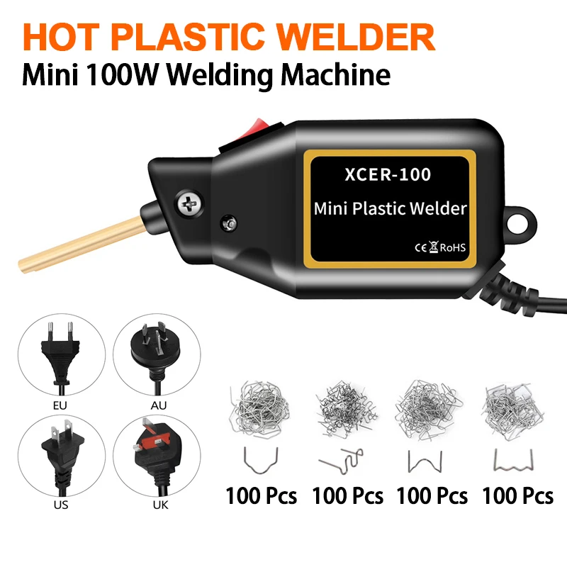 Hot Plastic Welder Mini 100W Welding Machine Portable Plastic Heat Gun Hot Stapler Professional Car Bumper Repairing Tools Kits
