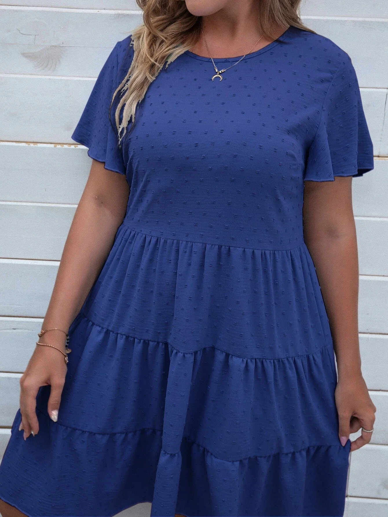 

Plus Ruffle Hem Swiss Dot Dress