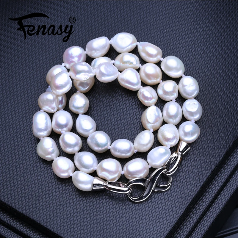 

FENASY Natural Freshwater Pearl Necklaces For Women Handcrafted Baroque Long Necklace Wedding Jewelry Neck Accessories