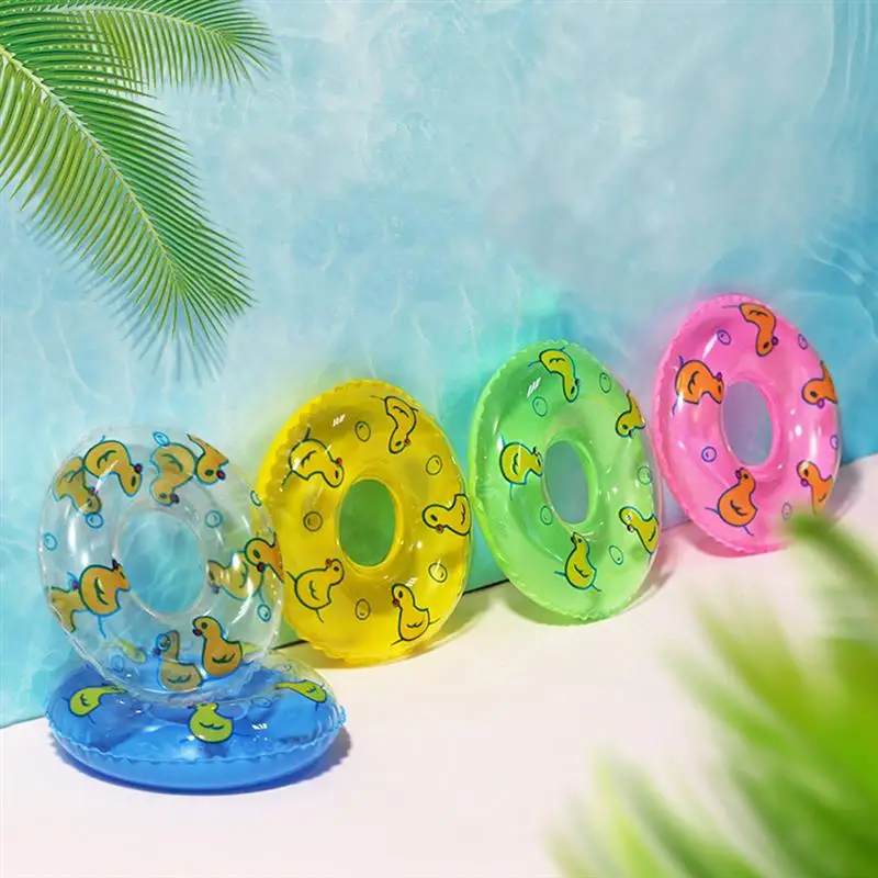 

10Pcs Baby Bath Toy Inflatable Swim Ring Plastic Mini Circle Gift Cup Holder for Kids Children Floating Water Playing Toys 8.5cm