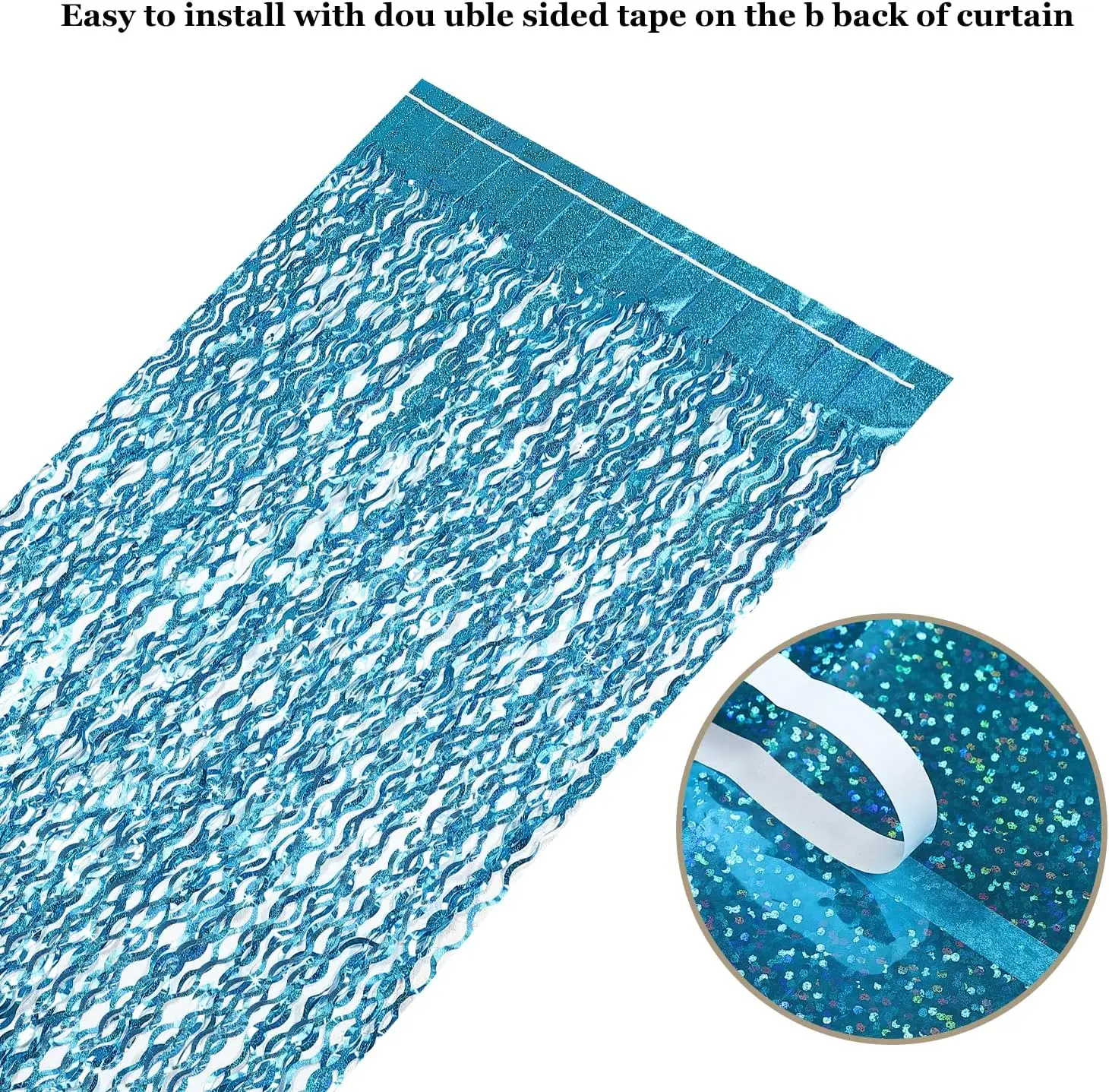 

Синяя фольга с бахромой 1x2 м