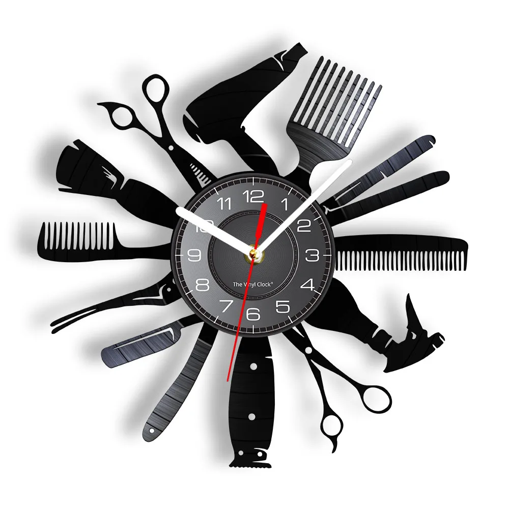 

Hairdressing Tools Color Changing Wall Light Clock Hair Salon Barber Shop Decor Contemporary Wall Watch Gift for Hairdressers
