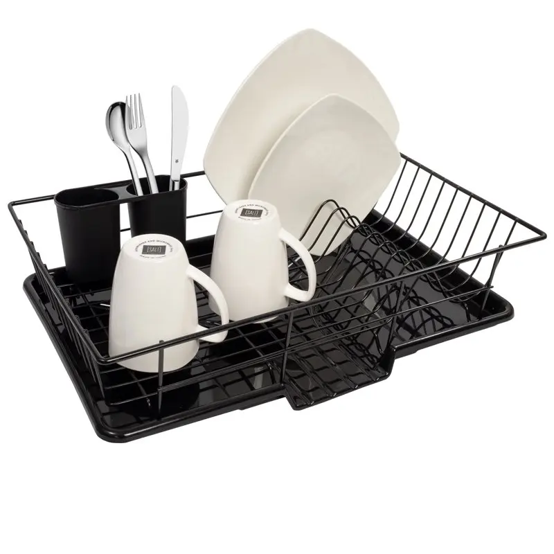 

Sweet 3-Pieces Kitchen Sink Dish Drainer Set-Black