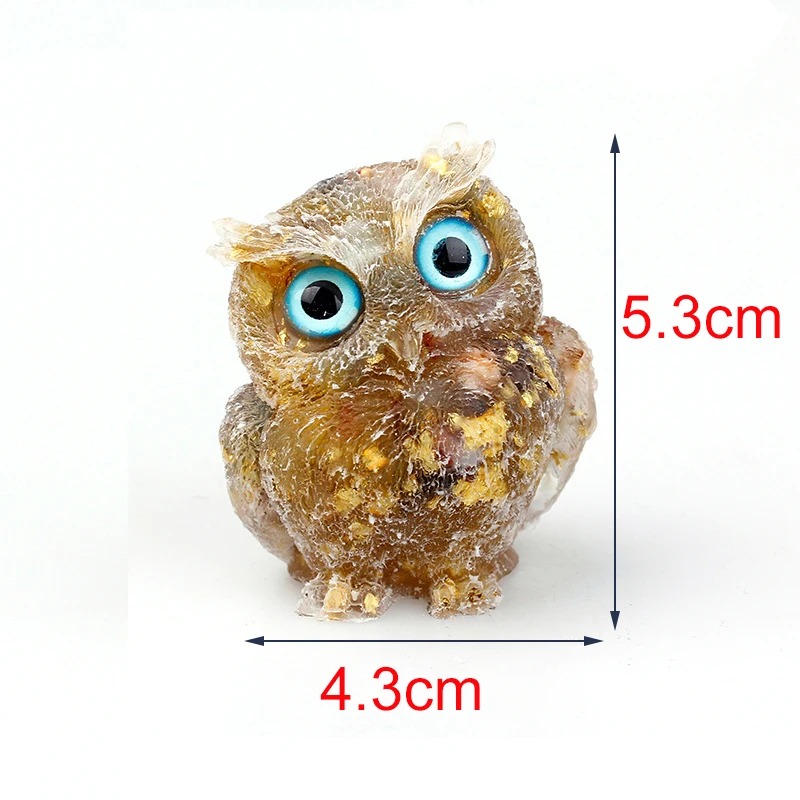 1 шт. Сова Украшения Ремесла Естественный Кварцевый Гравий Эпоксидный Столик Ручной Работы Маленькие Фигурки DIY Декор Дома Сборные Подарки.