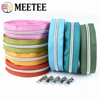 meetee 4810meters 5 nylon zippers silver teeth coil zip with slider for bags zipper repair kit diy clothes sewing accessories
