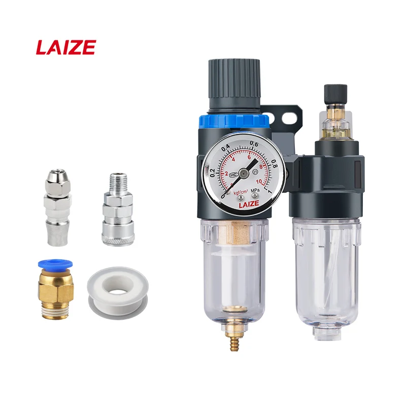 

LAIZE Pneumatic FRL Air Filter Pressure Regulator Lubricator Combine AIRTAC Type Automatic Drain With Gauge AFC2000 AFC2000D