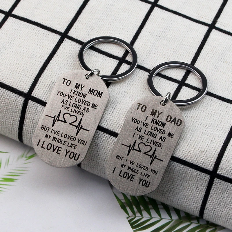 

Dad Mom Husband Love Key Chains Stainless Steel KeyChain Women Men Fashion Jewelry Christmas Gift