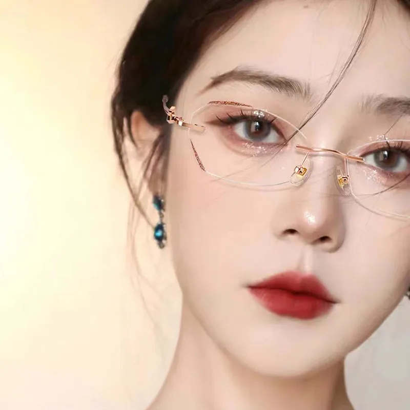 

High Quality Rectangle Frame Trendy Optical Lenses for Women's Grade Glasses Oval Face Anti Blue Light Glasses Light Luxury Men