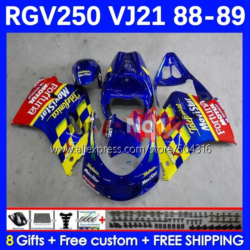 

Body Kit For SUZUKI SAPC VJ21 RGV250 RGVT250 VJ 21 88-89 40MC.12 Movistar red RGV-250 RGV 250 RGVT-250 88 89 1988 1989 Fairings