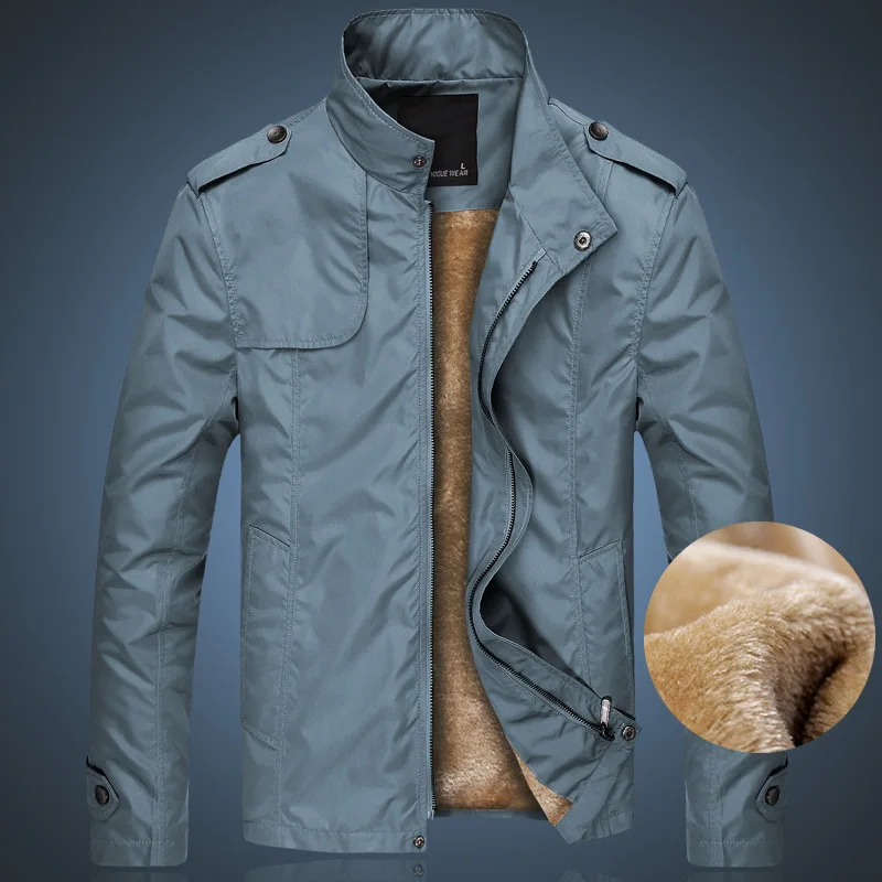 

2022 Men's Coat with Fleece Thickened Stand Collar Casual Jacket Middle Age Puffer Jacket