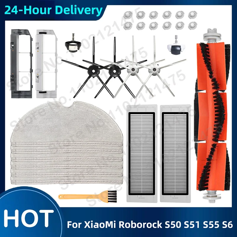 

Main Side Brush HEPA Filter Mop Parts For Roborock S50 S51 S55 S6 Pure Kit Washable Mop Cloth Robotic Vacuum Cleaner Accessories