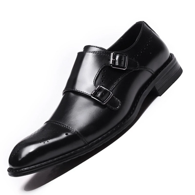 

Spring New Block Carved Men's Shoes Business Dress Leather Shoes Men's British Black Buckle Oxford Shoes