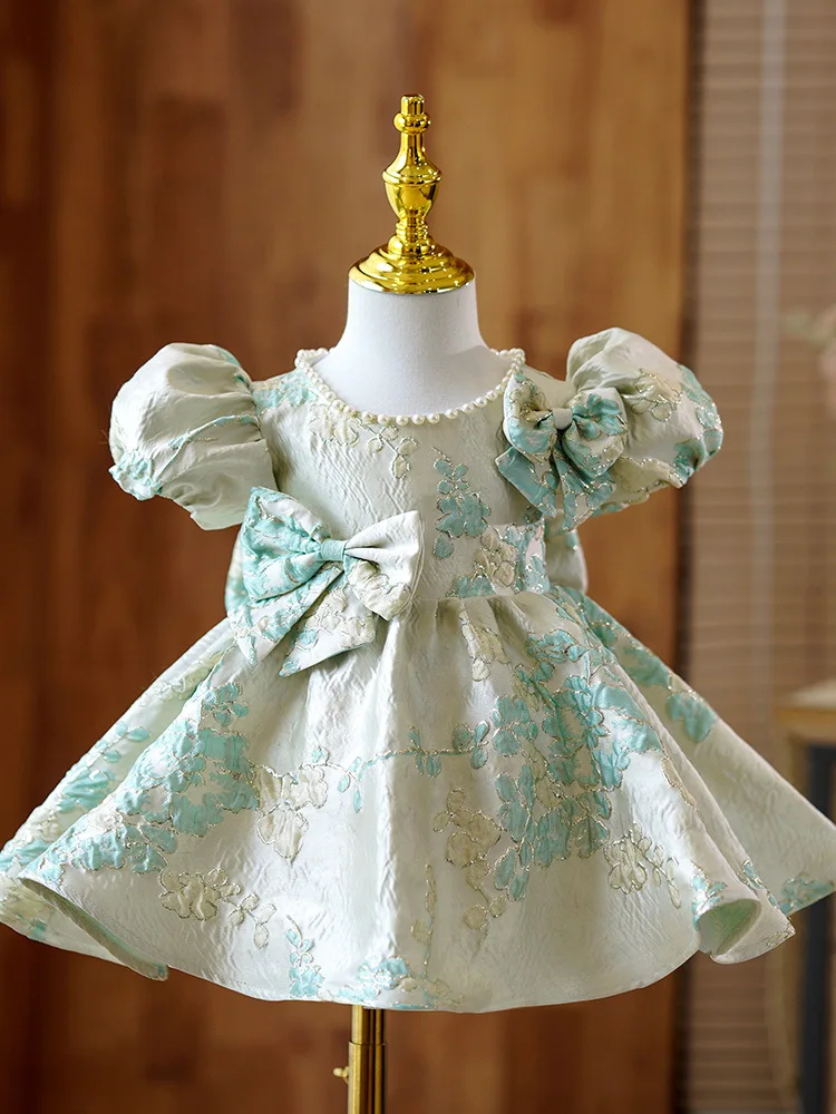 Girls Spanish Floral Ball Gown Baby Royal Lolita Princess Dresses Infant Lace Birthday Christening Dress Girl Boutique Clothes