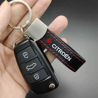 jkhnn leather car keychain with logo key rings for citroen ds ds3 ds4 ds5 ds6 ds7 ds9 berlingo picasso vts auto accessories