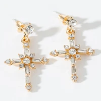 luxury cross earrings full diamond zircon cross earrings women party wedding jewellery 2022 new trendy