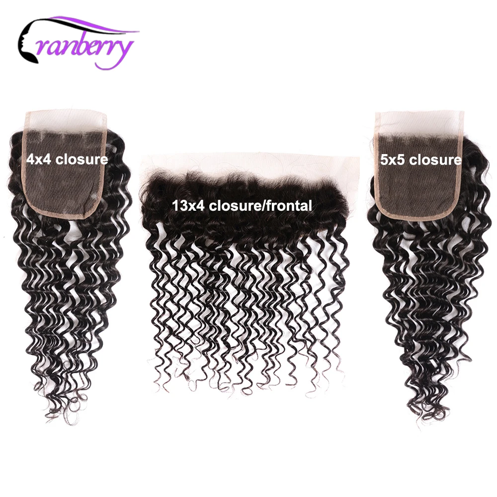 

Deep Wave Lace Closure Free Part 4x4 or 5x5 Swiss Lace Closure Light Brown 13x4 Lace Frontal Cranberry Human Hair 150% Density