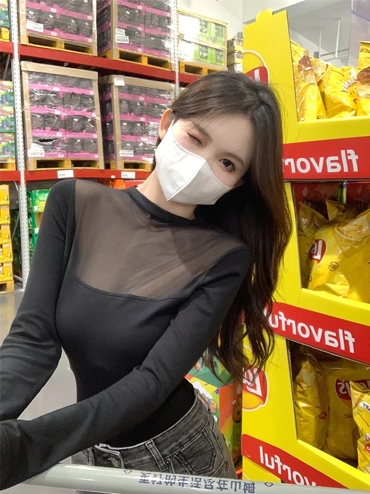 

Женские футболки, топы, повседневная винтажная Кружевная футболка в японском стиле ольччан с длинным рукавом, женская одежда в Корейском стиле Харадзюку для женщин