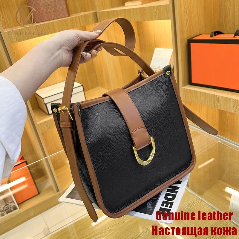 

Fashion Solid Color Crossbody Bucket Bag For Women 2022 Designer Shoulder Bag Female Luxury Genuine Leather Messenger Simple
