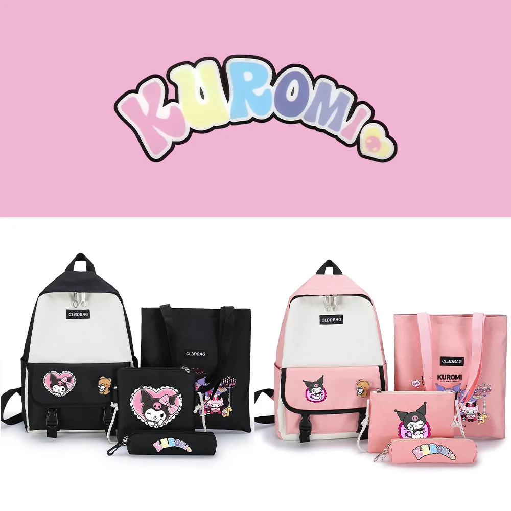 

Sanrio Kuromi милый рюкзак из четырех частей аниме милый школьный рюкзак сумка на плечо Набор сумок для карандашей подарок на день рождения