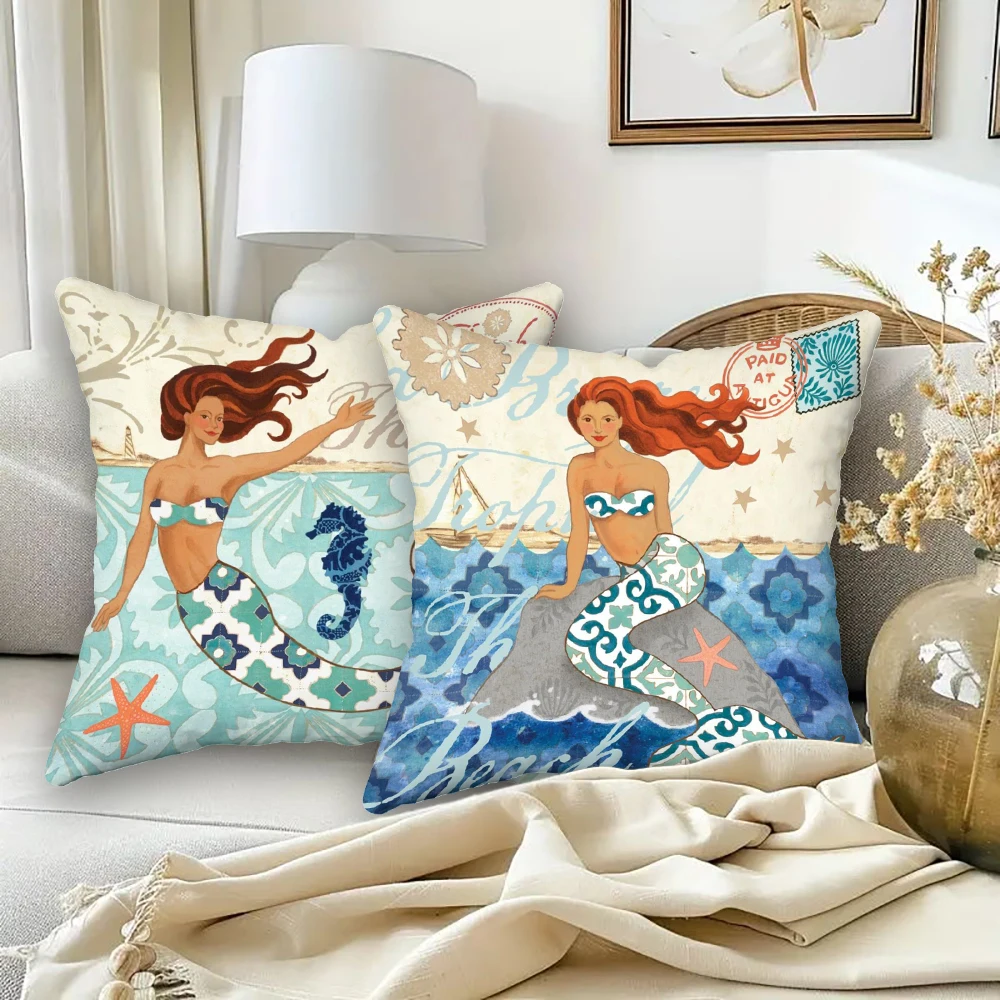 Turtle Cushion Cover Sea Style Ship Anchor Octopus Decorative Pillow Case Sofa Home Textiles Pillowcase