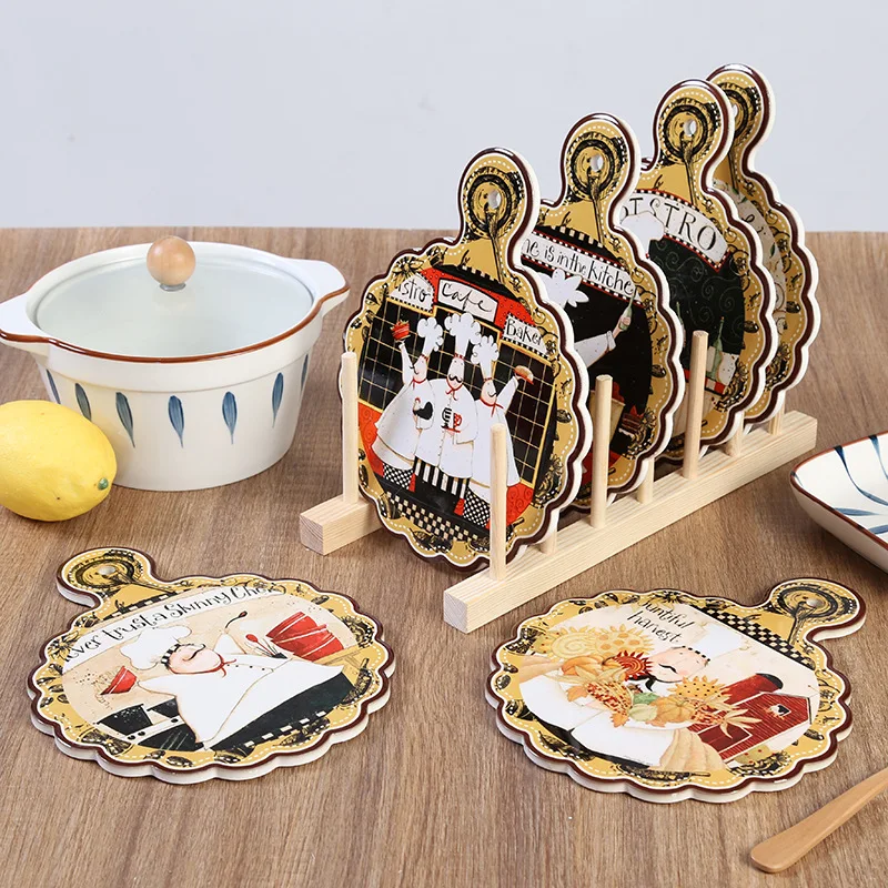 

painted kitchen decorative tableware ceramic pot cushion high temperature insulated cork cushion round casserole placemats
