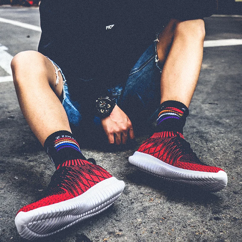 JIEMIAO Plus Size Men Running Shoes Fashion Outdoor Ultralight Male Sports Shoes Breathable Socks Shoes Jogging Sneakers