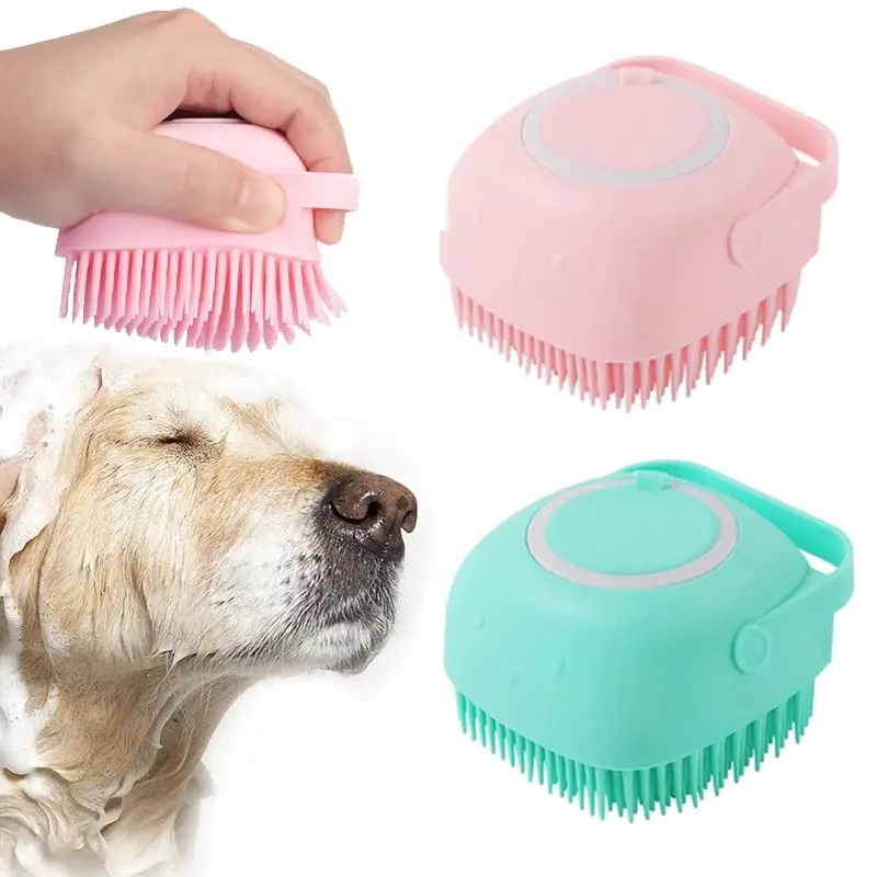 Bath Massage Brush Dog Bath Brush Soft Silicone Dog Shampoo Brush Dog Shower Pet Bath Brush, Dog Brush Long Short Haired cat