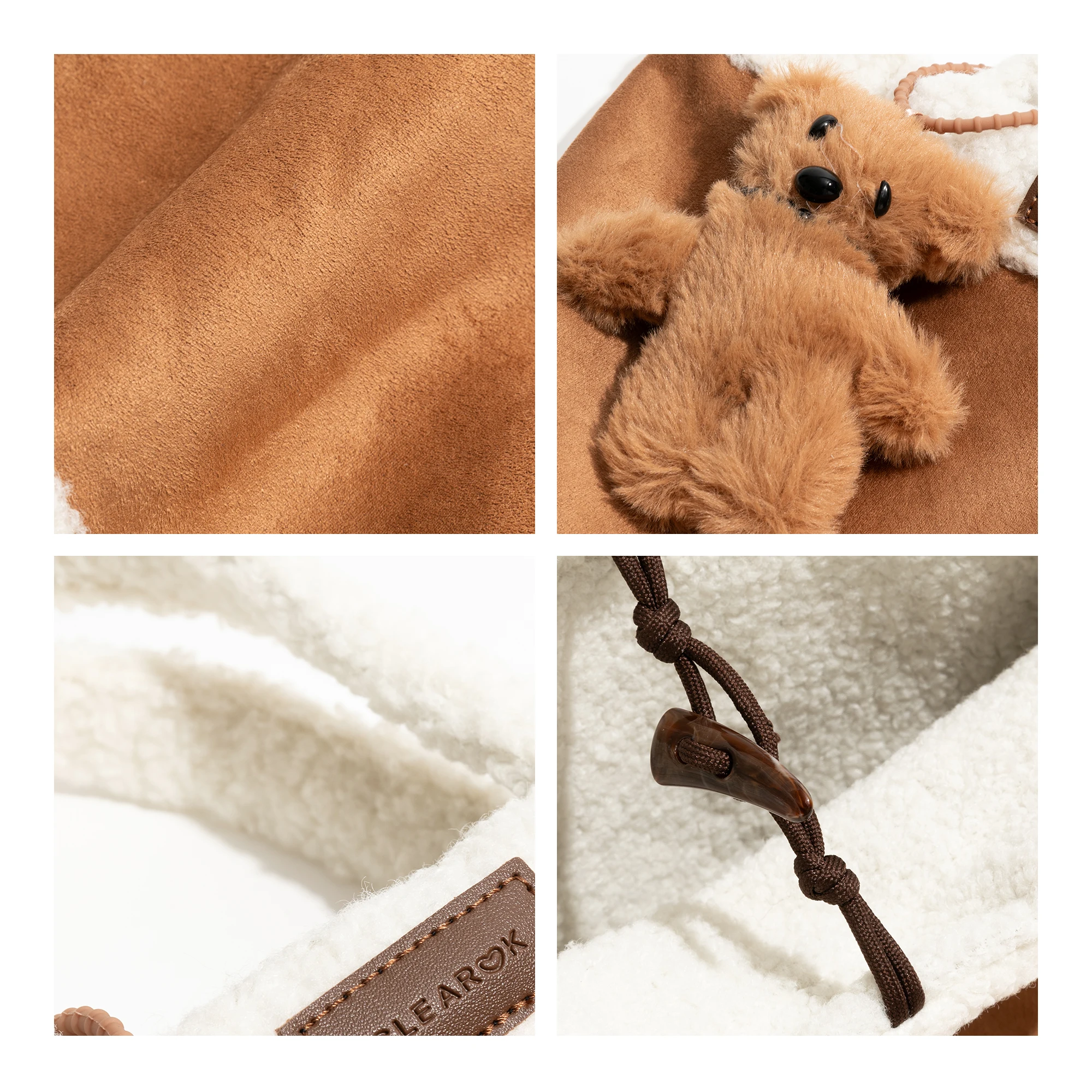 MABULA Ретро-сумка большой емкости из овечьей шерсти сумка-ведро в японском стиле