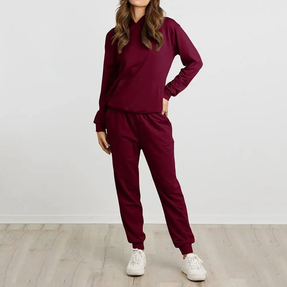 

Женский спортивный костюм-двойка, повседневный однотонный костюм из свитшота и брюк для бега, весна-осень 2023