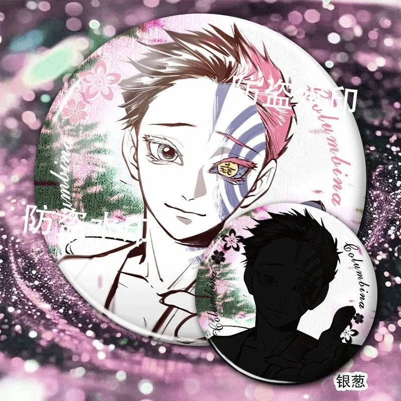 Фото Новый значок Demon Slayer: Kimetsu No Yaiba Akaza Koyuki, аниме, периферийные устройства, милая модная изысканная брошь, украшение для школьной сумки, 58 мм №4