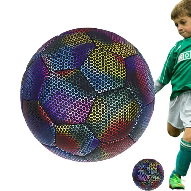 

Glowing Football Soccer Ball Camera Flash Reflective For Night Training Reliable Wear ResistantSoccer Ball With Needle